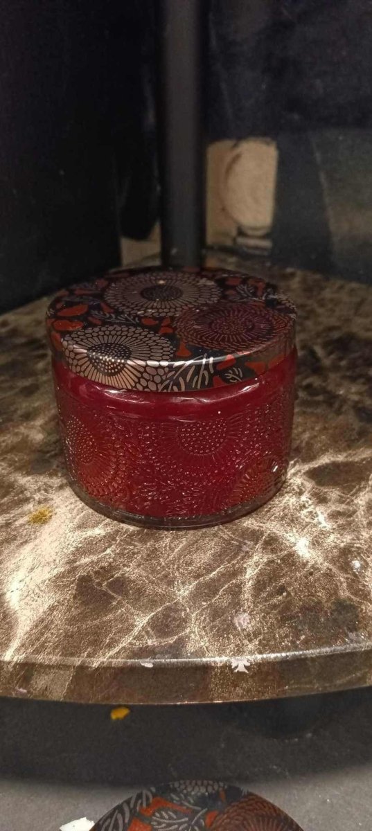 Red 4oz glass jar candles8