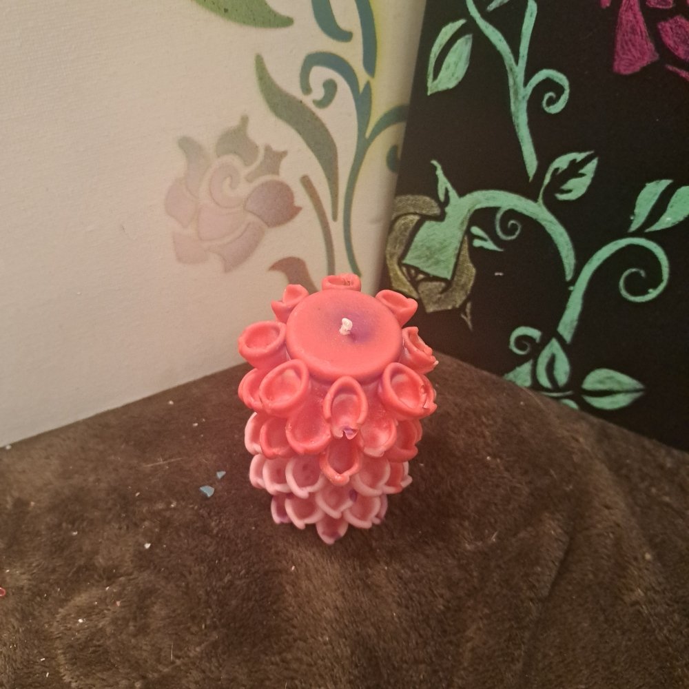 Red and pink flower piller scented candle9