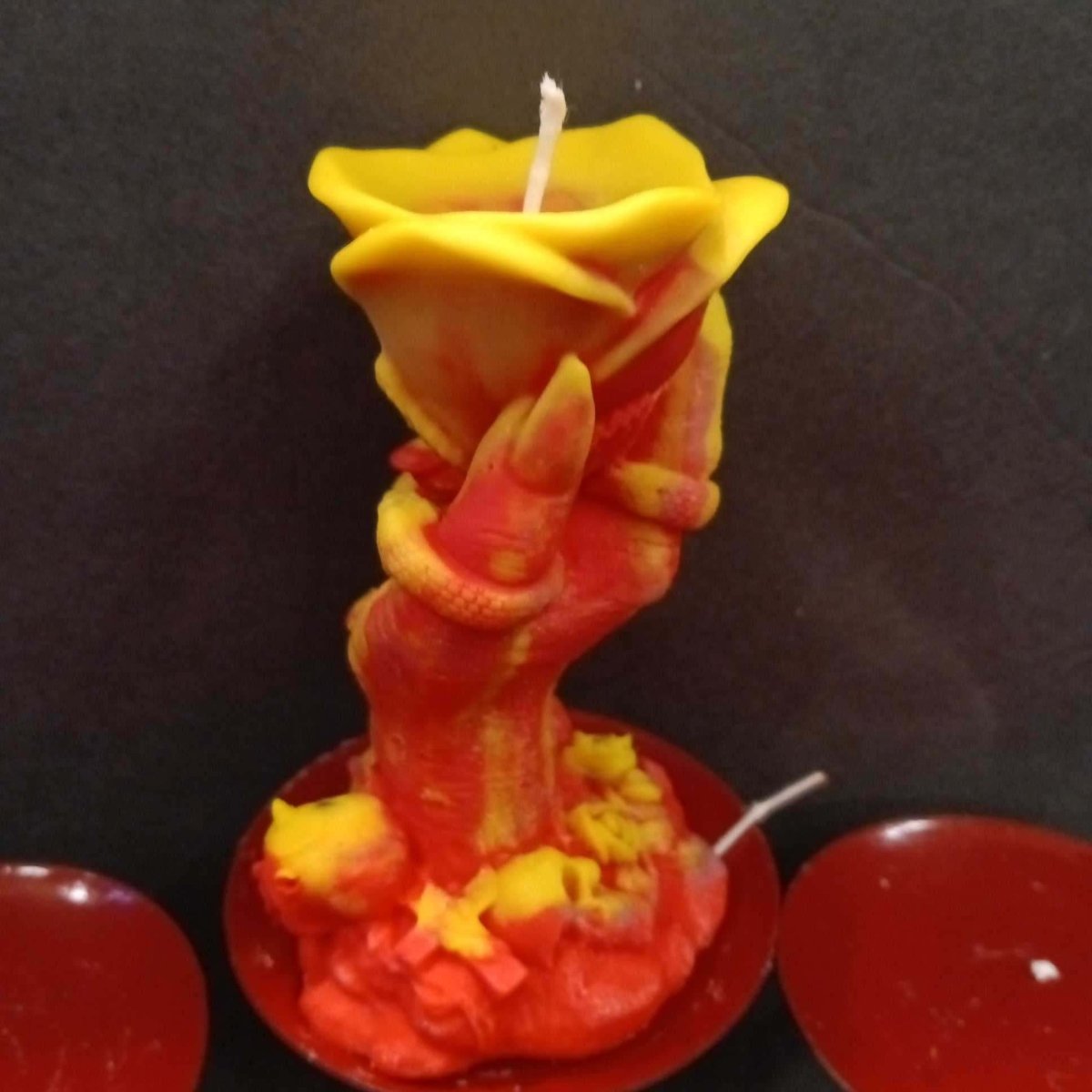 RED N YELLOW  rose in hand scented candle17