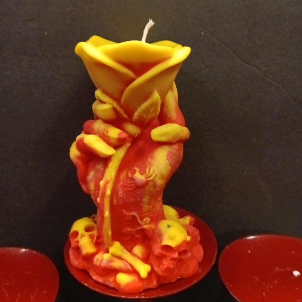 RED N YELLOW  rose in hand scented candle17