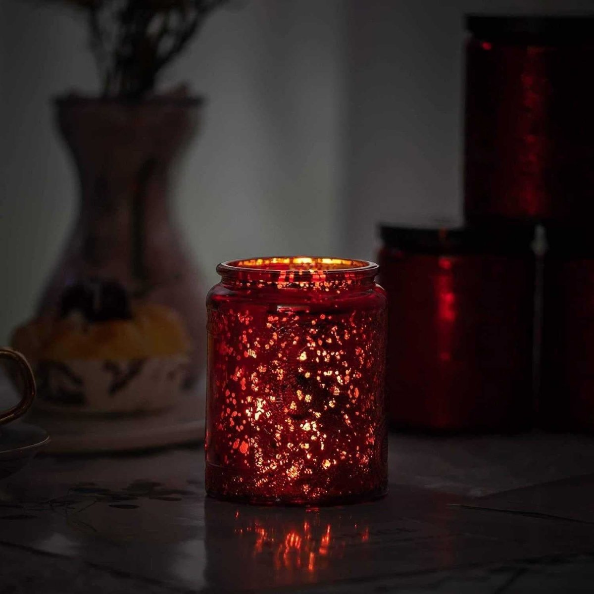 shinning red 8oz glass jar candlesCandle14