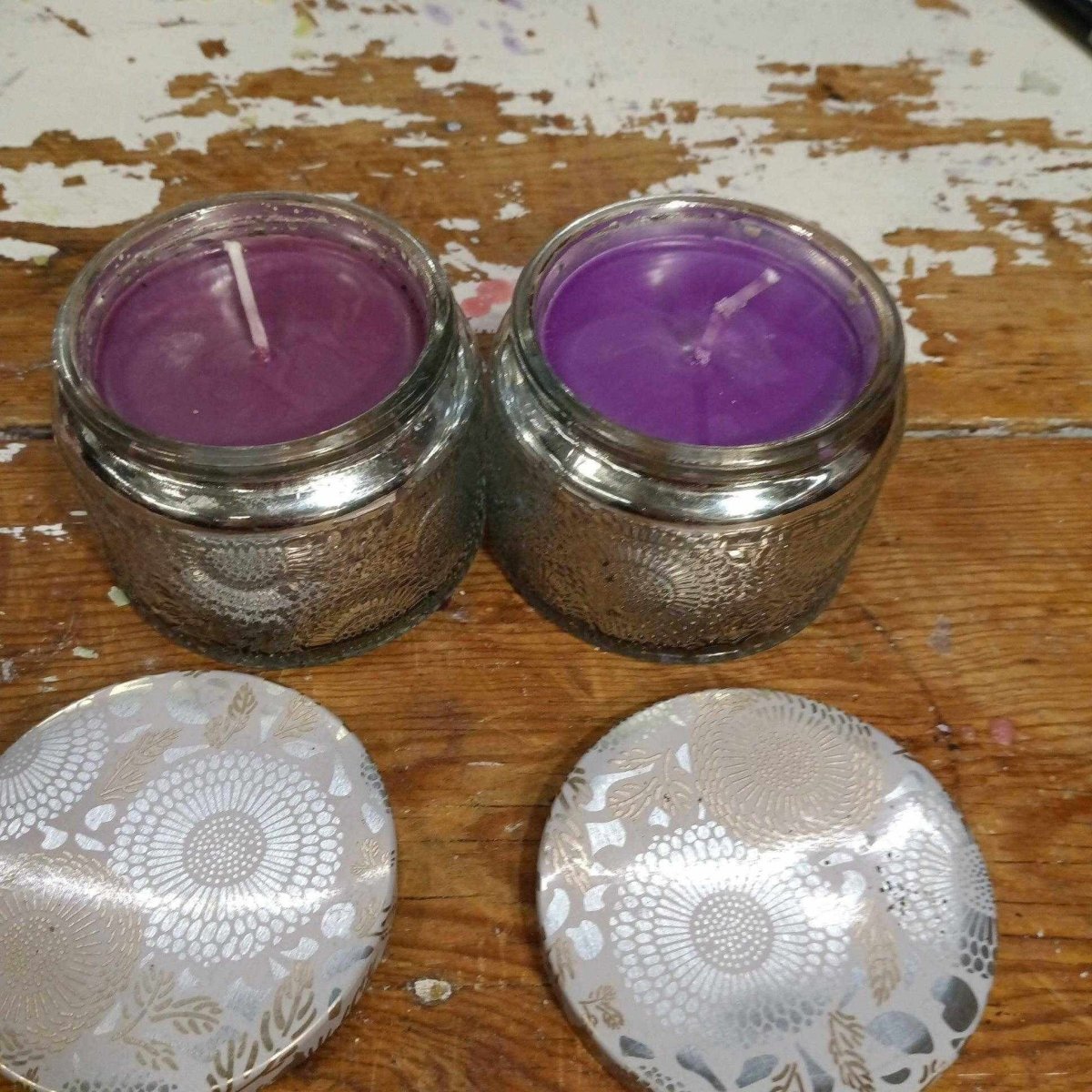 silver 4oz glass jar candlesCandils6