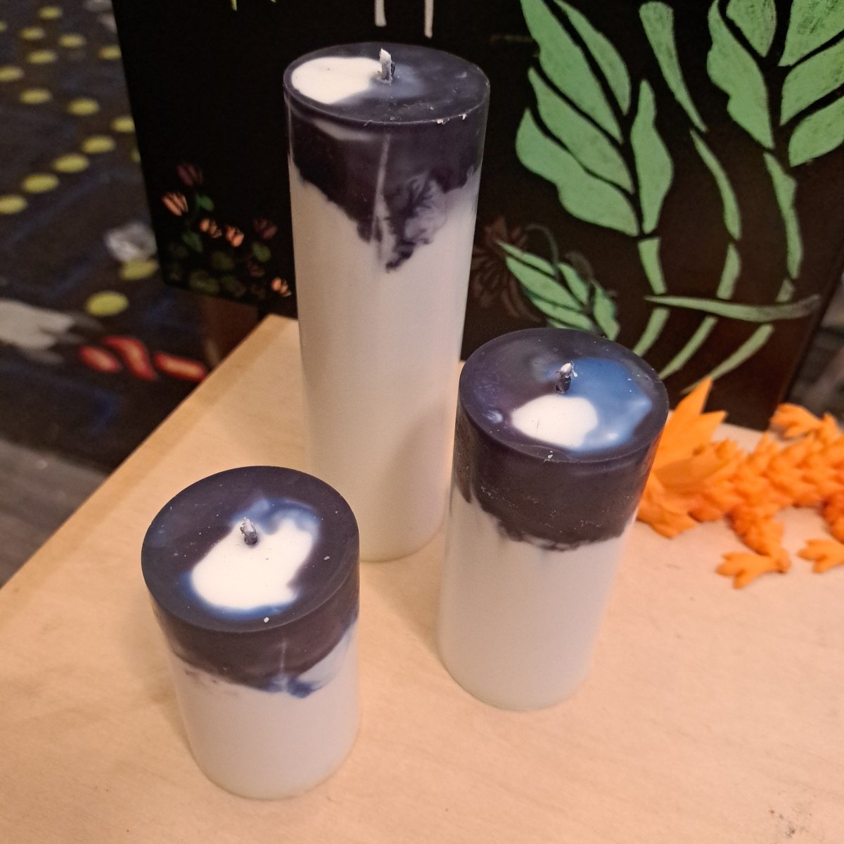 Unique set of 3 scented piller candles26