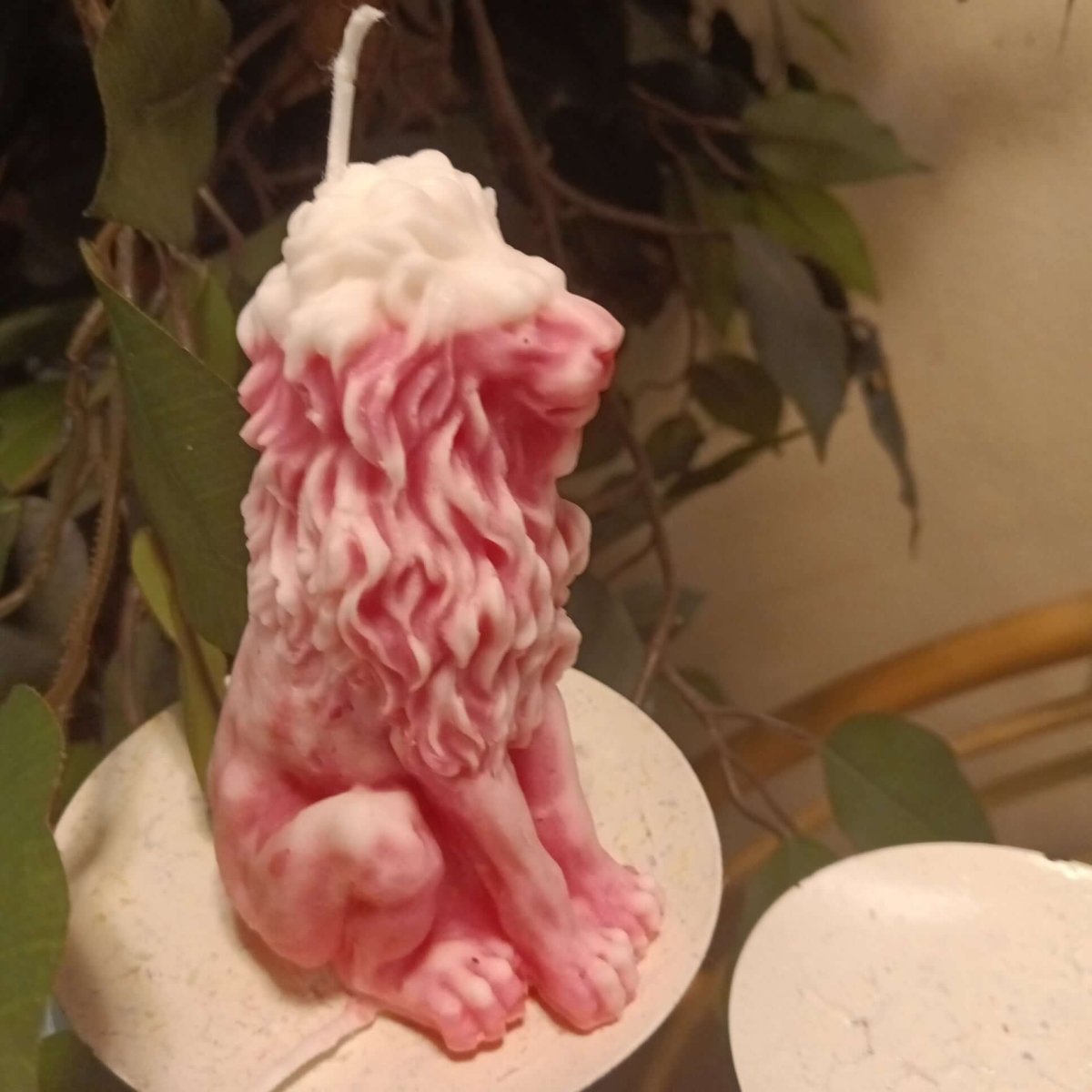 WHITE N PINK sitting lion scented candle7