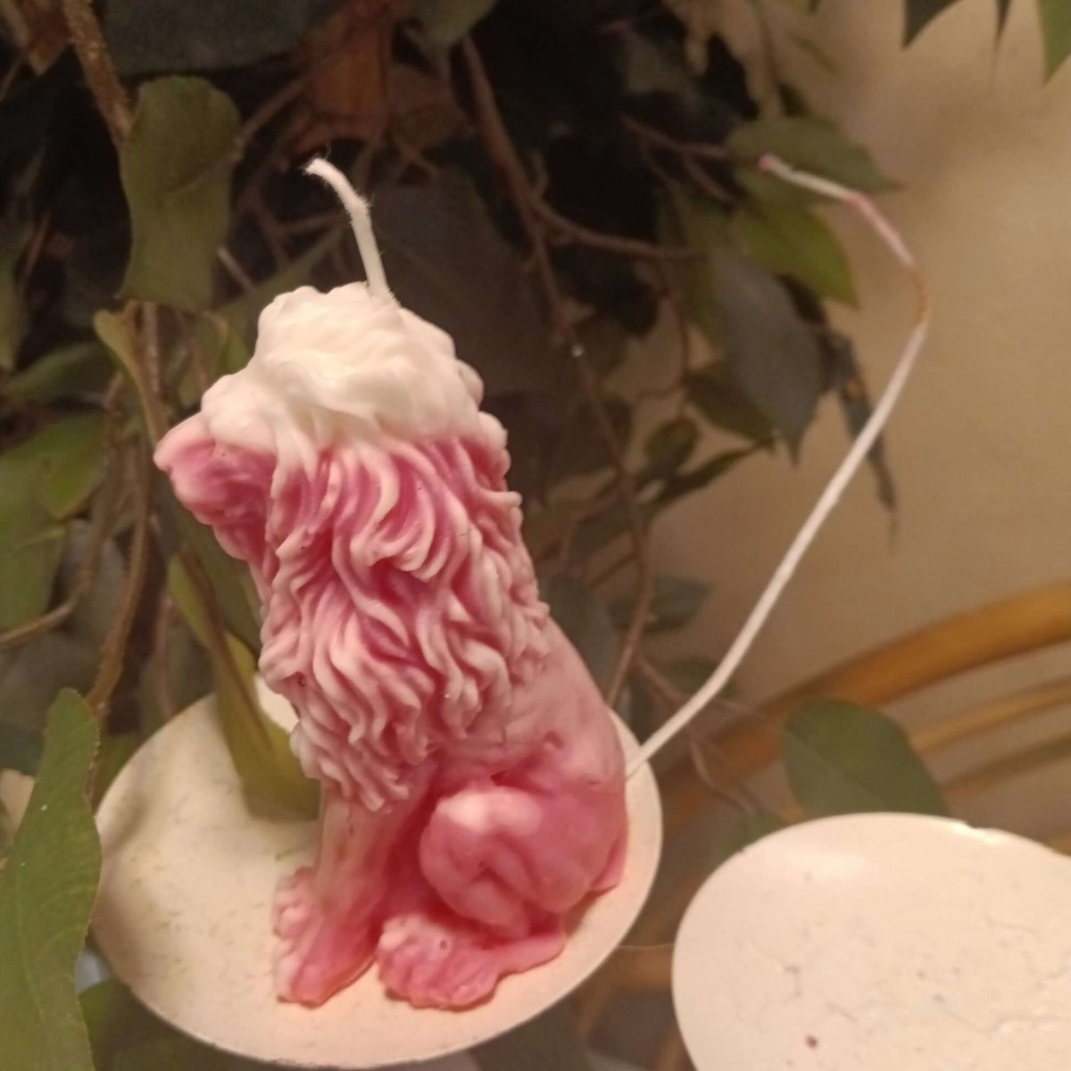 WHITE N PINK sitting lion scented candle7