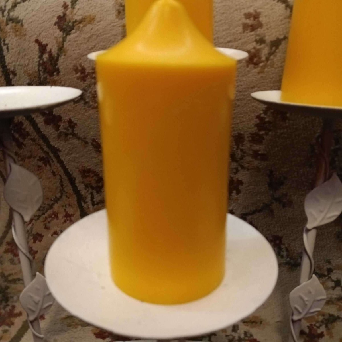 YELLOW set of 3 piller candles scented26