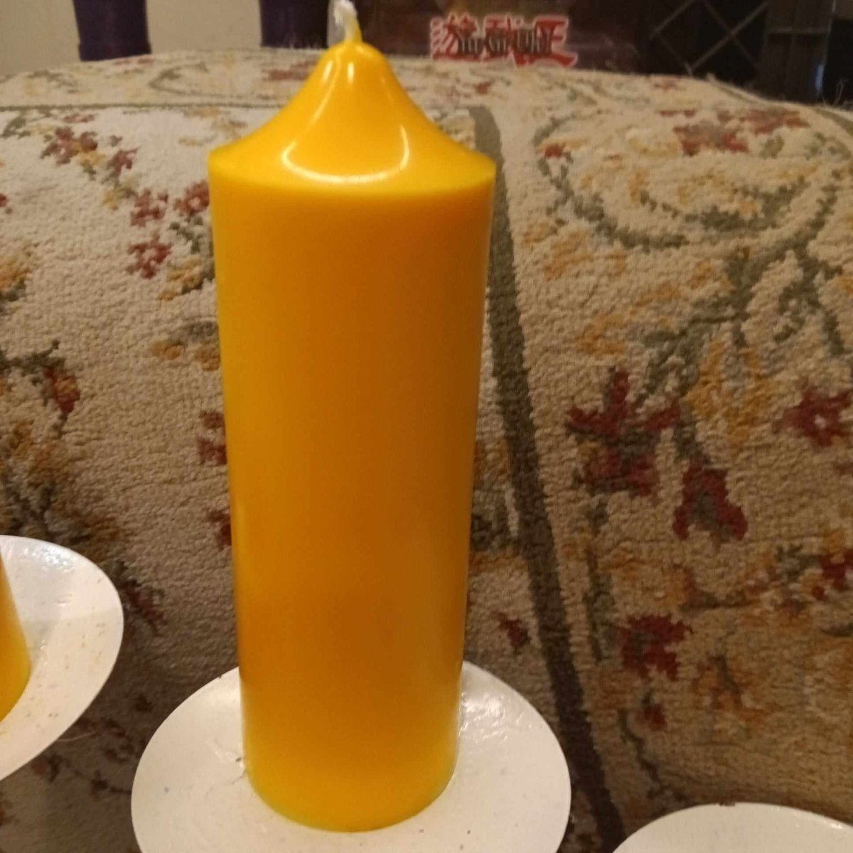 YELLOW set of 3 piller candles scented26