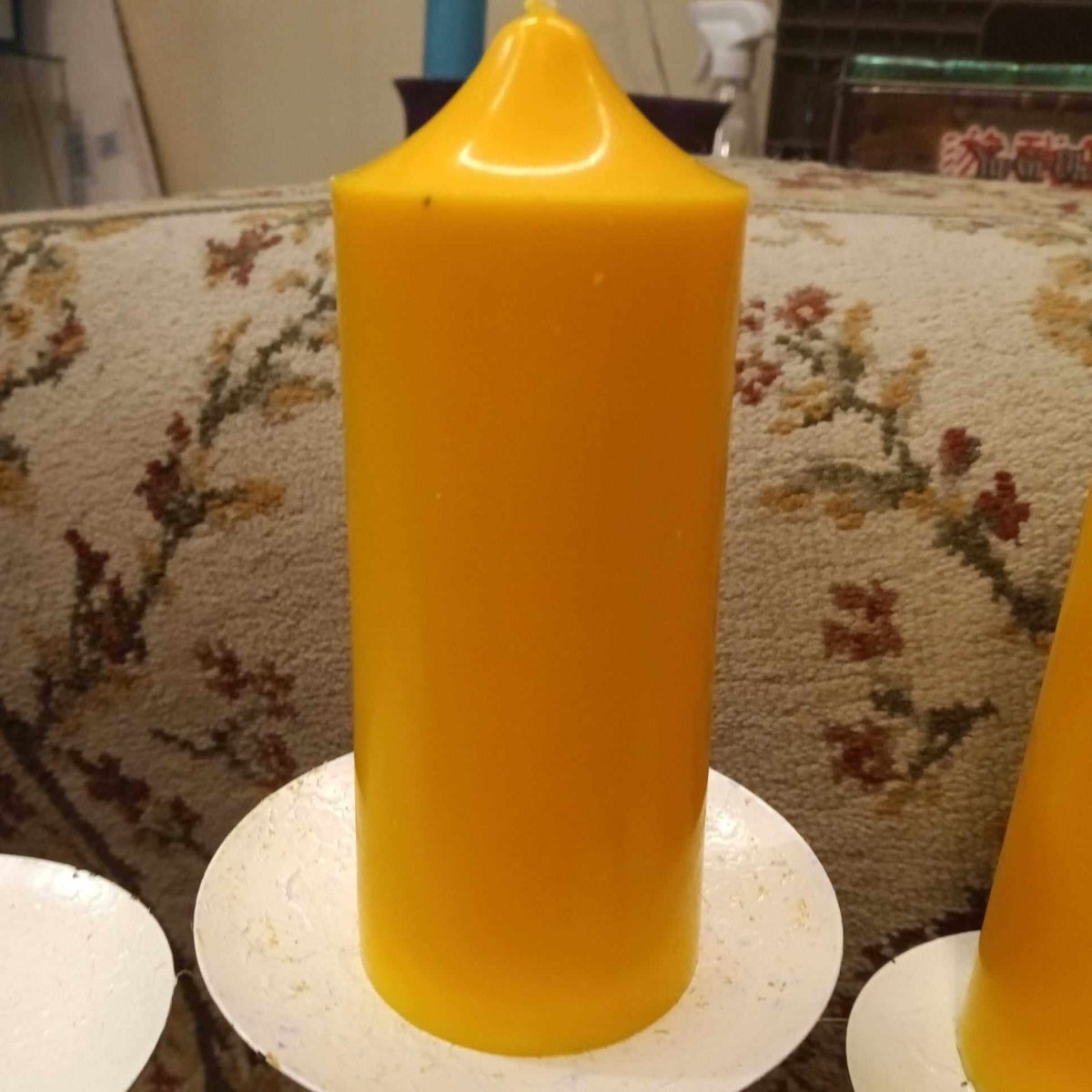 YELLOW set of 3 piller candles scented26